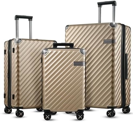 Αποσκευές 22x14x9 Αεροπορικές Εγκρίθηκε - 35L Πολυκαρβονικό επεκτάσιμη βαλίτσα σκληρού κέλυφου με τροχούς περιστροφής (Μαύρο, 20 ίντσες)