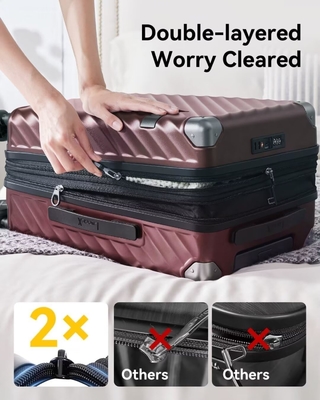 Αποσκευές 22x14x9 Αεροπορικές Εγκρίθηκε - 35L Πολυκαρβονικό επεκτάσιμη βαλίτσα σκληρού κέλυφου με τροχούς περιστροφής (Μαύρο, 20 ίντσες)