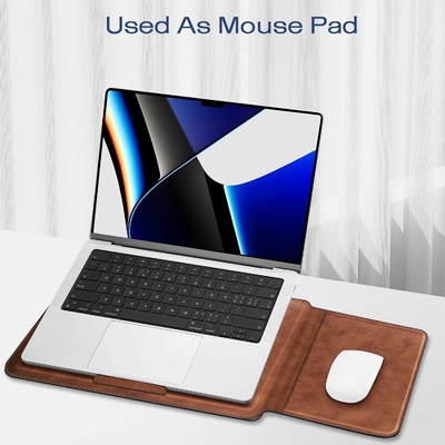 Κεφάλαιο φορητού υπολογιστή MacBook Air 13.6M3 M2 A3113 A2681/MacBook Pro 14 A2992-PU Δερμάτινο λεπτό κάλυμμα τσάντας με λειτουργία στερέωσης, καφέ