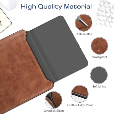 Κεφάλαιο φορητού υπολογιστή MacBook Air 13.6M3 M2 A3113 A2681/MacBook Pro 14 A2992-PU Δερμάτινο λεπτό κάλυμμα τσάντας με λειτουργία στερέωσης, καφέ