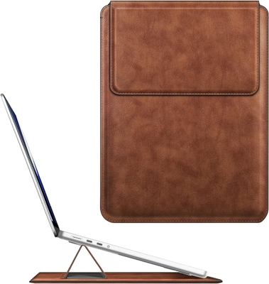 Κεφάλαιο φορητού υπολογιστή MacBook Air 13.6M3 M2 A3113 A2681/MacBook Pro 14 A2992-PU Δερμάτινο λεπτό κάλυμμα τσάντας με λειτουργία στερέωσης, καφέ