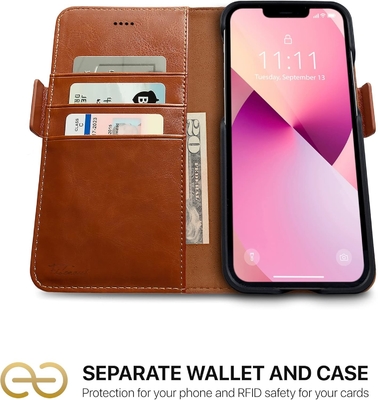 iPhone 13 Πορτοφόλι / 2 σε 1 θήκη και αποσυναρμολογήσιμο vegan δερμάτινο σύνολο, συμβατό με το MagSafe, προστατευμένο από RFID