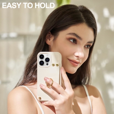Κρατητές καρτών με iPhone 13 Pro Max, 360° περιστρεφόμενο κράτημα δαχτυλιδιού, δερμάτινο κάλυμμα κάρτας, RFID ανθεκτικό κάλυμμα,