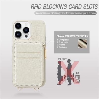 iPhone 12 Pro/iPhone 12 πορτοφόλι με θήκη, βαλίτσα με φερμουάρ, βραχιόλι, θήκη πορτοφόλι με προστασία RFID -