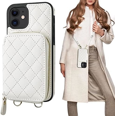 iPhone 12/12 Pro crossbody τσάντα, RFID προστατευμένο PU δερμάτινο λουρί στήριγμα με κάρτα slot Split τσάντα καρπό λουρί lanyard
