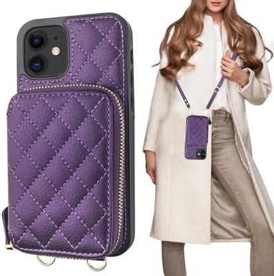 iPhone 12/12 Pro crossbody τσάντα, RFID προστατευμένο PU δερμάτινο λουρί στήριγμα με κάρτα slot Split τσάντα καρπό λουρί lanyard