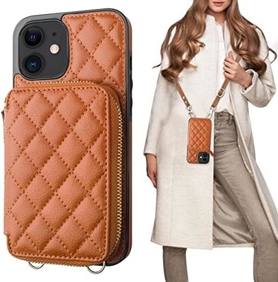 iPhone 12/12 Pro crossbody τσάντα, RFID προστατευμένο PU δερμάτινο λουρί στήριγμα με κάρτα slot Split τσάντα καρπό λουρί lanyard