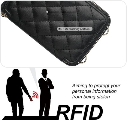iPhone 12/12 Pro crossbody τσάντα, RFID προστατευμένο PU δερμάτινο λουρί στήριγμα με κάρτα slot Split τσάντα καρπό λουρί lanyard