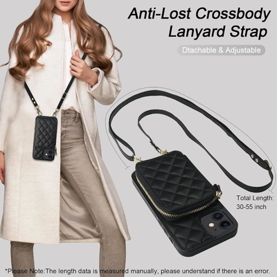 iPhone 12/12 Pro crossbody τσάντα, RFID προστατευμένο PU δερμάτινο λουρί στήριγμα με κάρτα slot Split τσάντα καρπό λουρί lanyard