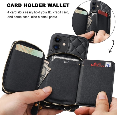 iPhone 12/12 Pro crossbody τσάντα, RFID προστατευμένο PU δερμάτινο λουρί στήριγμα με κάρτα slot Split τσάντα καρπό λουρί lanyard
