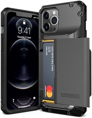 Για το iPhone 12 Pro Max με [4 κάρτες]Πρεμιόμιμο στερεό πιστωτικό κάρτα slot πορτοφόλι για το iPhone 12 Pro Max 6,7 ιντσών