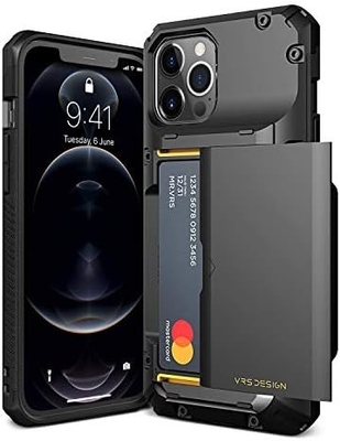 Για το iPhone 12 Pro Max με [4 κάρτες]Πρεμιόμιμο στερεό πιστωτικό κάρτα slot πορτοφόλι για το iPhone 12 Pro Max 6,7 ιντσών