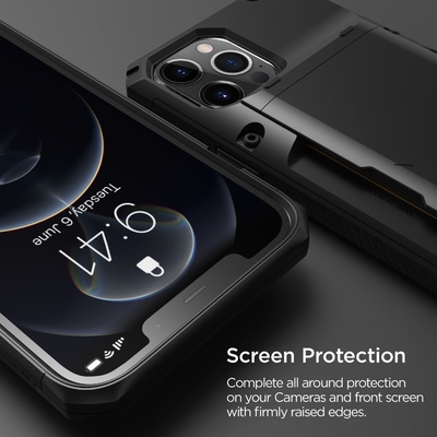 Για το iPhone 12 Pro Max με [4 κάρτες]Πρεμιόμιμο στερεό πιστωτικό κάρτα slot πορτοφόλι για το iPhone 12 Pro Max 6,7 ιντσών