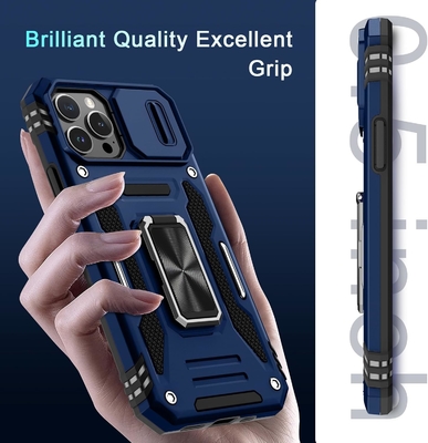 iPhone 12 Pro Max με κάλυψη κάμερας διαφάνειας+προστατευτής οθόνης ((1 πακέτο),τροχιασμένο δαχτυλίδι Kickstand Στρατιωτική βαθμίδα Shockproof