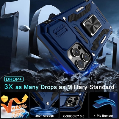 iPhone 12 Pro Max με κάλυψη κάμερας διαφάνειας+προστατευτής οθόνης ((1 πακέτο),τροχιασμένο δαχτυλίδι Kickstand Στρατιωτική βαθμίδα Shockproof