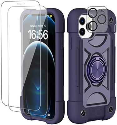 iPhone 12 Pro Max Case 6.7&quot; - Αδιάβροχο για βαριά χρήση, στήριγμα δαχτυλιδιών, γυάλινη οθόνη και προστατευτικός φακός κάμερας (Rainbow Pink)