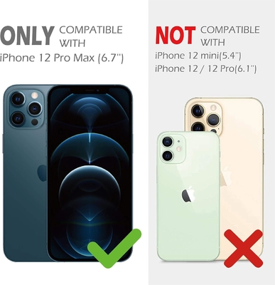 Κεφάλαιο iPhone 12 Pro Max με κάμερα κάλυψη &amp; Kickstand, Υπηρεσία Στρατιωτικής Βαθμού Προστασία Μπλούζα,