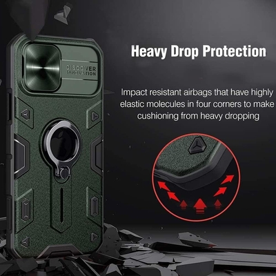 Κεφάλαιο iPhone 12 Pro Max με κάμερα κάλυψη &amp; Kickstand, Υπηρεσία Στρατιωτικής Βαθμού Προστασία Μπλούζα,