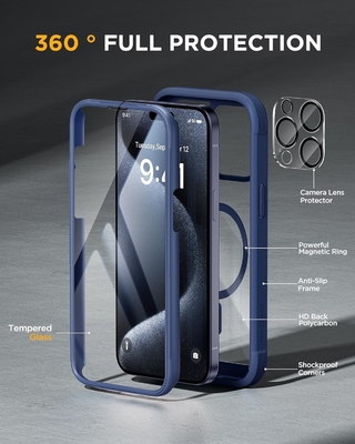 Μαγνητική θήκη για iPhone 12 Pro Max Πλήρο σώμα Ενσωματωμένος προστατευτής οθόνης από γυαλί & προστατευτής κάμερας