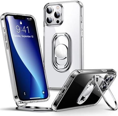 Ασπίδες για το iPhone 12 Pro Max Κεφάλαιο με Στάδιο, Κεφάλαιο τηλεφώνου Διαφανές με Κρατητή Διπλού Δαχτυλιδιού