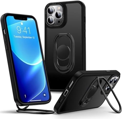Ασπίδες για το iPhone 12 Pro Max Κεφάλαιο με Στάδιο, Κεφάλαιο τηλεφώνου Διαφανές με Κρατητή Διπλού Δαχτυλιδιού