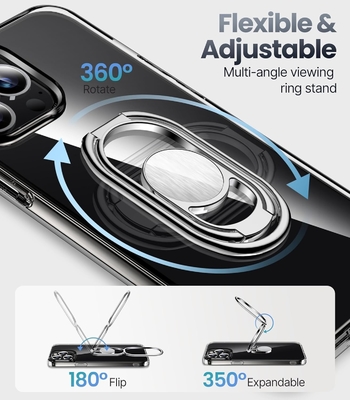 Ασπίδες για το iPhone 12 Pro Max Κεφάλαιο με Στάδιο, Κεφάλαιο τηλεφώνου Διαφανές με Κρατητή Διπλού Δαχτυλιδιού