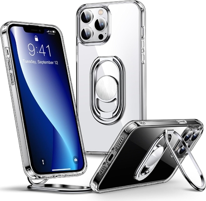 Ασπίδες για το iPhone 12 Pro Max Κεφάλαιο με Στάδιο, Κεφάλαιο τηλεφώνου Διαφανές με Κρατητή Διπλού Δαχτυλιδιού