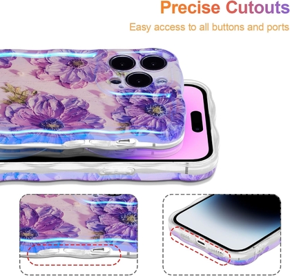 iPhone 12 Pro Max, πολύχρωμη ελαιογραφία, λαμπερό μοτίβο λέιζερ, χαριτωμένη κυματοειδή άκρη, εξαιρετική θήκη τηλεφώνου