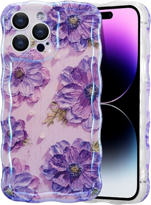 iPhone 12 Pro Max, πολύχρωμη ελαιογραφία, λαμπερό μοτίβο λέιζερ, χαριτωμένη κυματοειδή άκρη, εξαιρετική θήκη τηλεφώνου