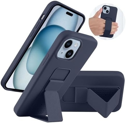 Σιλικόνη Kickstand Κεφάλαιο συμβατό με το iPhone 11 περίπτωση ((6.1 in) κάθετη και οριζόντια Stand Hand Strap Metal Kickstand