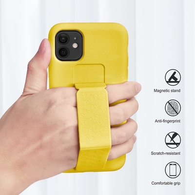 Σιλικόνη Kickstand Κεφάλαιο συμβατό με το iPhone 11 περίπτωση ((6.1 in) κάθετη και οριζόντια Stand Hand Strap Metal Kickstand