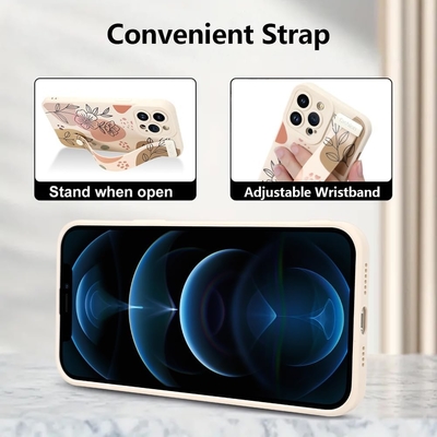iPhone 12 Pro Max Σιλικόνη Κουτί με ιμάντα για γυναίκες Κορίτσια Γλυκά λουλούδια