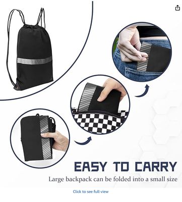 Drawstring Backpack Bag work Sackpack