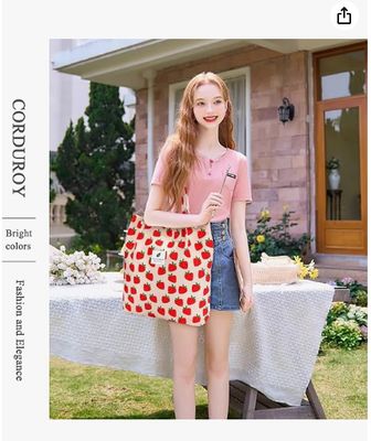 Τσάντα Ώμου για Γυναίκες και Κορίτσια, Μεγάλης Χωρητικότητας, Επαναχρησιμοποιήσιμη από Κορδονέ, για Ψώνια, με Εσωτερική Τσέπη