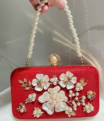 Red Evening Clutch Handbag No Pattern Style for Sophisticated Occasions