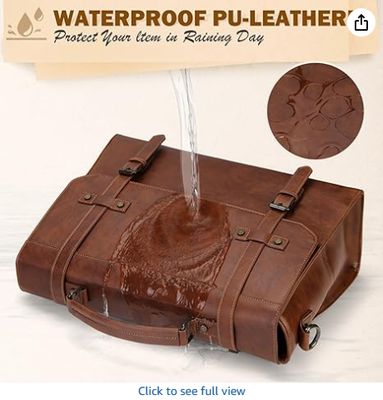 RAINSMORE Ανδρική Τσάντα Αγγελιοφόρου 17 ιντσών Αδιάβροχη Vintage Δερμάτινη Τσάντα Laptop Μεγάλη Τσάντα Laptop Τσάντα Χαρτοφύλακα Τσάντα Ώμου Υπολογιστή για Γραφείο Επιχείρηση Ταξίδια Κολλέγιο