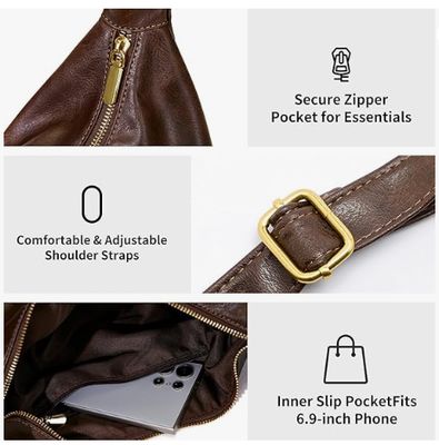 Τσάντες Hobo για Γυναίκες, Εξαιρετικά Μαλακή Αναδιπλούμενη Τσάντα Ώμου από Vegan Δέρμα, Κομψές Τσάντες Χειρός Slouchy