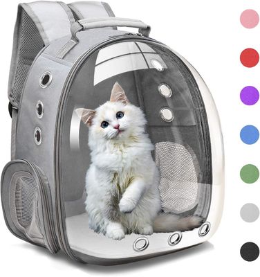 Bubble Carrying Bag for Small Medium dogs Cats, Space Capsule Pet Hiking backpack, Airline Approved Travel carrier - Grey