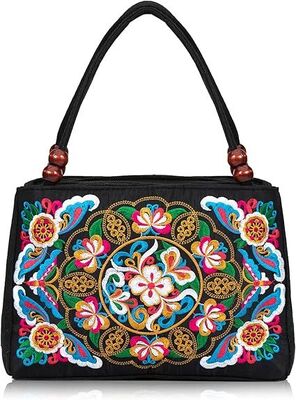 Double-Sided Embroidery Totes Bag Travel Beach Bag Vintage Embroidery Ethnic Shoulder Bags