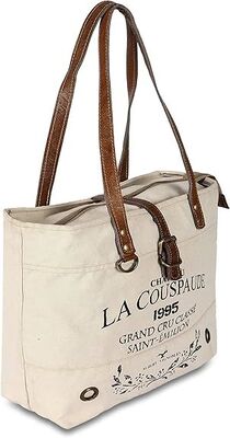 Upcycled Large Canvas shoulder Bag for women canvas tote boho handbag