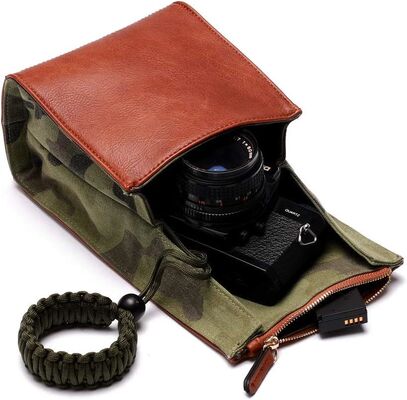 Θήκη φωτογραφικής μηχανής CANPIS Mirrorless, Δερμάτινη μικρή τσάντα φωτογραφικής μηχανής με θήκη φακού, Τσάντα ταξιδίου φωτογραφίας, Τσάντα αποθήκευσης χειρός για εξωτερικούς χώρους