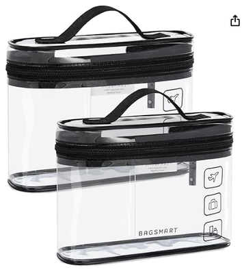 Τσάντα τουαλέτας, 2 πακέτα Clear Makeup Cosmetic Bag Organizer, ταξιδιωτική τσάντα τετάρτου μεγέθους για τα είδη τουαλέτας, βασικά ταξιδιωτικά αξεσουάρ