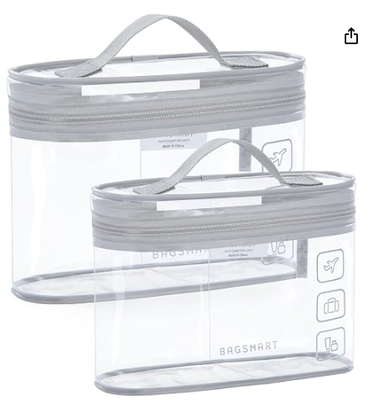 Τσάντα τουαλέτας, 2 πακέτα Clear Makeup Cosmetic Bag Organizer, ταξιδιωτική τσάντα τετάρτου μεγέθους για τα είδη τουαλέτας, βασικά ταξιδιωτικά αξεσουάρ