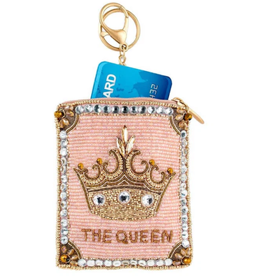 Πορτοφόλι Crough Jewel Coin Purse Μαλακό ροζ τσάντα με χάντρες με αστραφτερή χρυσή κορώνα με φερμουάρ που κλείνει με εύκολο άνοιγμα με άγκιστρο μπρελόκ και συμπαγής σχεδιασμός με εφαρμογή πιστωτικής κάρτας