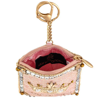 Πορτοφόλι Crough Jewel Coin Purse Μαλακό ροζ τσάντα με χάντρες με αστραφτερή χρυσή κορώνα με φερμουάρ που κλείνει με εύκολο άνοιγμα με άγκιστρο μπρελόκ και συμπαγής σχεδιασμός με εφαρμογή πιστωτικής κάρτας