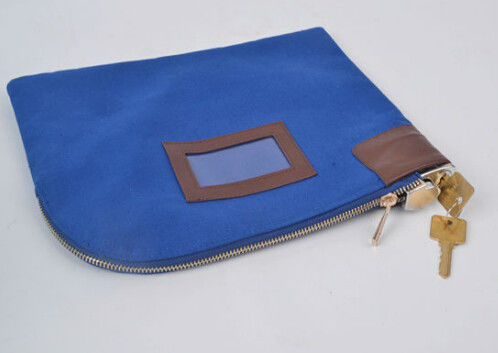 ODM OEM Canvas 11X6inch Zippered τράπεζα τσάντες κατάθεσης με 2 κλειδιά Canvas κλειδαριά Zipper τράπεζα τσάντα κατάθεσης με PVC τσέπη με 2 κλειδιά Zipper τσάντες τράπεζα