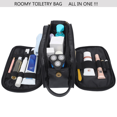 Μαύρες Toiletry δέρματος PU χρωμάτων πλυσίματος τσάντες πλέγματος ταξιδιού τσαντών αδιάβροχες