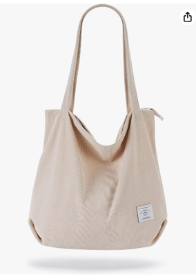 KALIDI Γυναίκες Corduroy Tote Bag Zipper Casual Tote's Handbag Μεγάλη χωρητικότητα Τσάντα ώμου με τσέπες